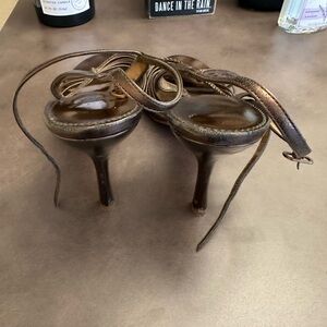 Brown Strappy High Heel Sandals
